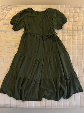 Feminine Plus size Medium City Chic olive green ruffled maxi dress